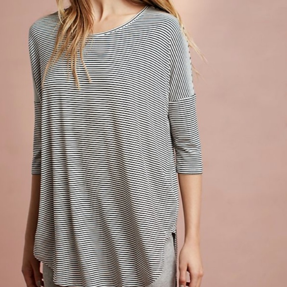 Anthropologie Tops - Anthropologie Floreat Striped Black Tunic